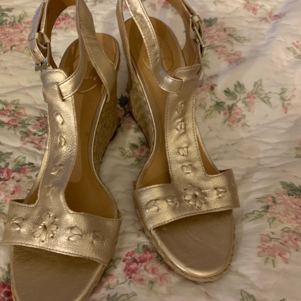 Jack Rogers Platinum Wedges NWOB